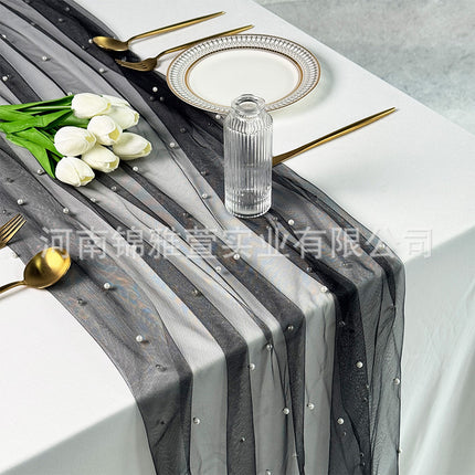 Amazon Pearl Tulle Lace Table Runner Wedding Party Outdoor Decoration Tablecloth Amazon Manufacturer Supply