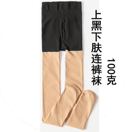 Fake thigh leggings three-stage leggings bottoming pantyhose stitching fake thigh knee socks spring and autumn light leg god
