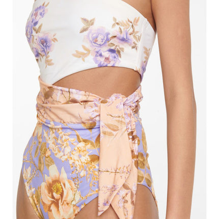 2024 European and American Amazon AliExpress one-piece swimsuit waist hollow strap flower printed swimsuit suit 2353