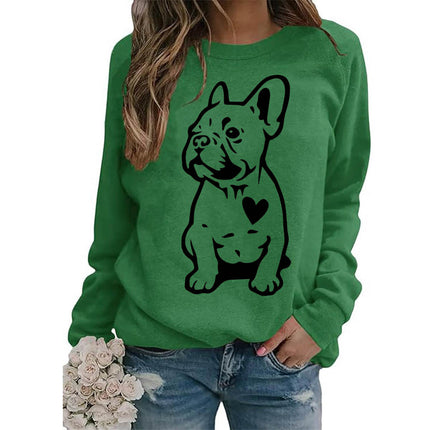 Foreign trade supply dog love printing round neck jacket sweater European size women's coat long sleeve cross-border autumn and winter leisure