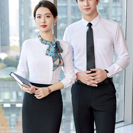 White Shirt Women's Business Wear New Jewelry Shop Beauty Salon Stewardess Uniform Work Clothes Non-ironing White Shirt