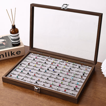Walnut Jewelry Storage Box Ring Earrings Necklace Bracelet Box Solid Wood Large Capacity Anti-Oxidation Jewelry Display Box
