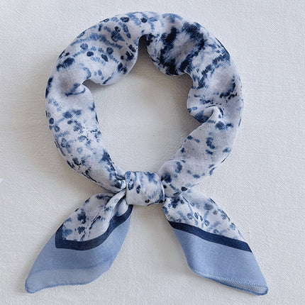 Hanging Card Gift Small Square Scarf for Women, Cotton Blend New Printed Sweet Fashionable Neck Scarf, Soft