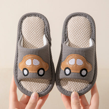 Male and Female Baby Summer Cartoon Car Four Seasons Linen Children's Sandals Open-Toe Slippers