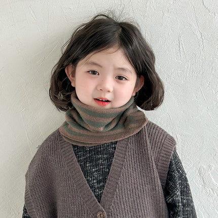 Autumn and winter striped children's scarf warm all-match knitted baby's scarf Korean version of boys and girls wool neck sleeve