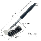 Three-head steel wire brush with shovel