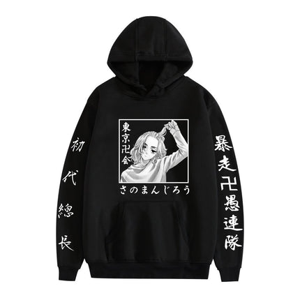 Cross-border new Tokyo cartoon print casual loose black hoodie men's and women's fashion hoodie