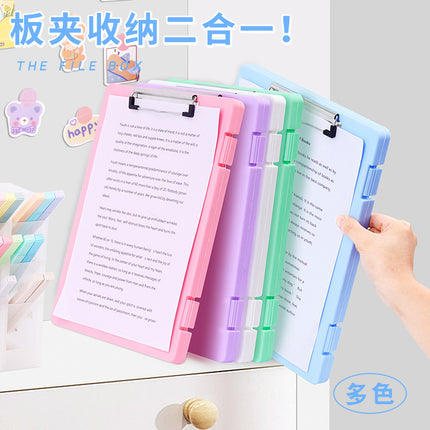 A4 File Box File Test Paper Storage File Box Multifunctional File Box Plastic Transparent Single Force Flat Folder