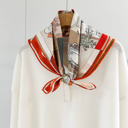 [Silk Wool 65 Square Scarf] Collection of Versatile Autumn and Winter Mulberry Silk Wool Scarves and Shawls, Double-Sided