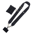 Pure black shoulder strap with silver hook + coin purse + spacer