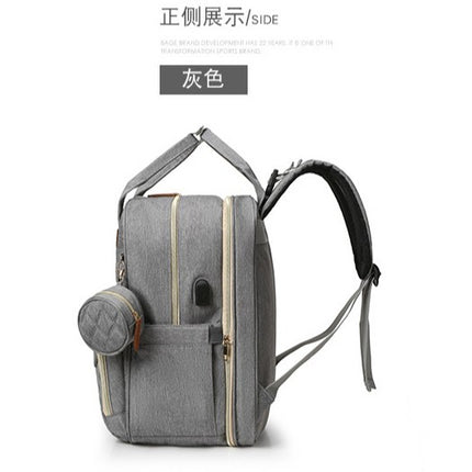 Mummy Bag, Large Capacity Backpack, Portable, Hangable Stroller, Folding Bed, Mother Travel Insulated Mother and Baby Bag