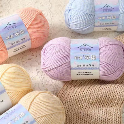 Qin-Dyed Milk Cotton Thread Medium Thick Wool Ball Hand-Knitted Baby Sweater Scarf DIY Material Package