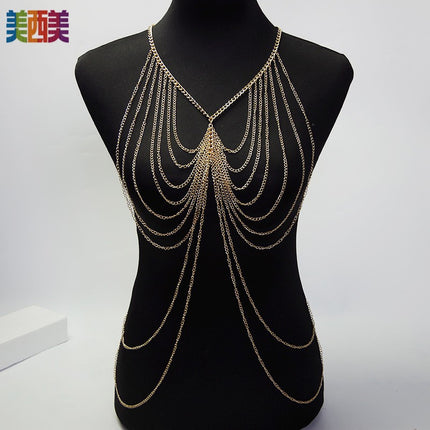 European and American Cross-Border Jewelry Body Chain, Exaggerated Multi-Layered Large Necklace, Hot-Selling Tassel Shawl, Sexy Nightclub Body Chain