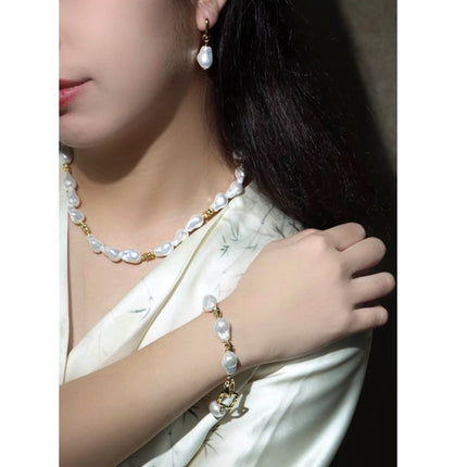 Aliexpress French Retro Special-Shaped Baroque Pearl Necklace Pearl Earrings Accessible Luxury High-End Pearl Bracelet for Women
