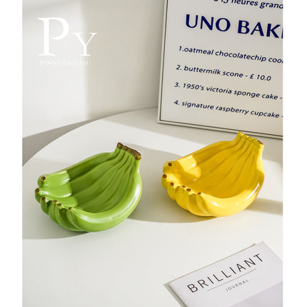 Ceramic Banana Fruit Plate, Snack Plate, Candy Plate, Living Room Coffee Table Fruit Plate, High-End Light Luxury Decoration