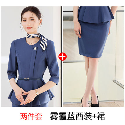 High-end professional suit female spring and autumn temperament goddess fan host formal dress beauty salon front desk overalls two-piece set
