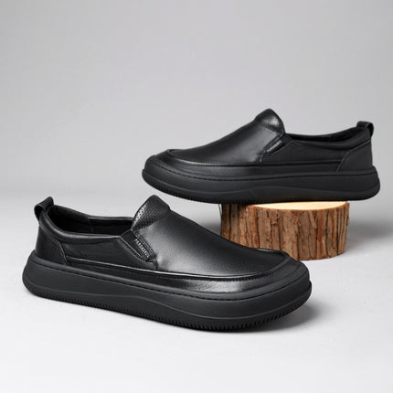 Leather Shoes Men's Dress Pure Leather Slip-on Black Breathable Non-slip Casual Business Fashion All-match Men's Shoes