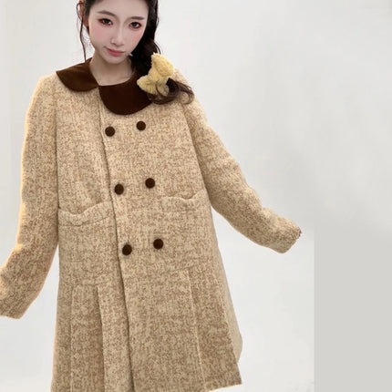 N2507 Smart Muse Down Wool Coat Women's Mid-length dress Girl Duck Down Thickened Niche Winter