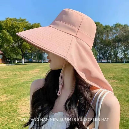 * Sunscreen Hat Summer Brim Outdoor Shawl New Fisherman Hat Face-Covering Neck-Protecting Sunshade Hat UV Sun