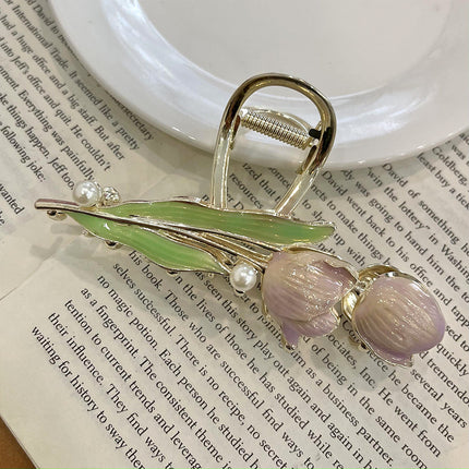 Japanese and Korean Alloy Grabber Streamers Double-Ended Twist Tulip Hairpin Girl Heart Flower Edge Clip Popular Head Accessories