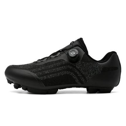 Road Mountain Men's and Women's Locked Bicycle Lockless Shoes Hard Sole Spinning Bicycle Riding Shoes Gym Black