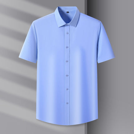 Counter Men's and Women's Summer Natural Modal Short-Sleeved White Shirt, No-Iron, Anti-Wrinkle, High-End Cool Cloud Shirt