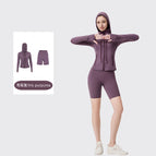 Iris purple five-point hooded jacket suit / 2/S