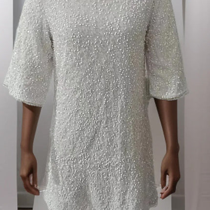 European and American cross-border autumn and winter New velvet sequins fashion elegant back V-neck backless short sleeve dress