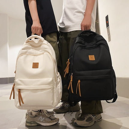 Solid Color Simple Couple's Schoolbag Large Capacity Fashionable All-match Personality Niche Backpack Travel Class Tutoring Backpack