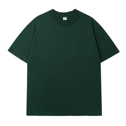 260g Drop Shoulder Loose Fit Cotton Distressed Short Sleeve T-Shirt Pure Cotton T-Shirt Unisex Promotional Shirt Company Team Building Workwear