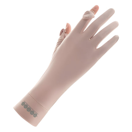 Summer Ice Silk Sun Protection Gloves for Women, Outdoor Driving and Cycling, Non-slip, Breathable, Thin Gloves, Extended, Fingerless, Touch Screen