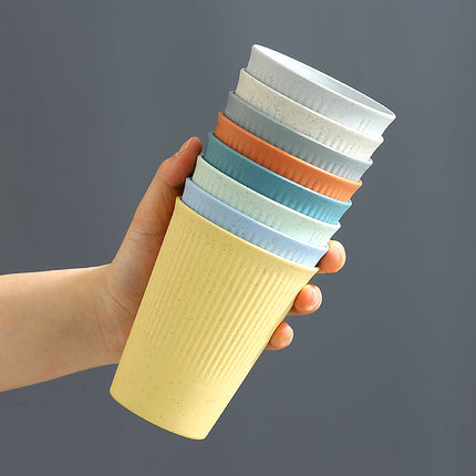 Striped Cup 8 Boxed Wheat Straw Household Water Cup Drop-resistant Handicap Cup Brush Cup Restaurant Juice Cup