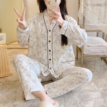 New crepe plus size cotton confinement clothing soft and comfortable sweat-absorbent breathable maternity pajamas