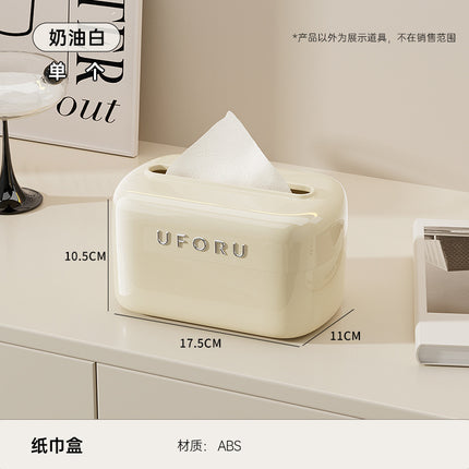 Desktop Tissue Box with High Aesthetic Appeal for Home Use, Stone-Like Bathroom Toilet Paper Holder with Built-In Spring, Large Capacity Tissue Box for Living Room