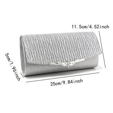 Cross-Border Popular Exquisite Pleated Evening Bag, Fashionable and Versatile Envelope Bag, Elegant Socialite Ball Wedding Dress, Stylish