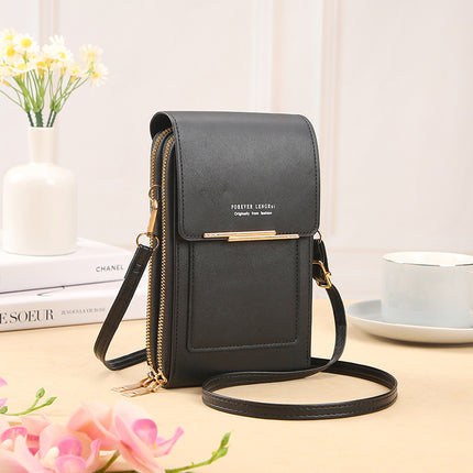 New Mobile Phone Bag Women's Korean-style Fashionable Multifunctional Crossbody Shoulder Bag Zipper Solid Color Simple Mini All-match Wallet