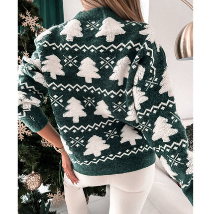 European and American New Winter Cross-border Sweater Christmas Sweater Women's Half-turtleneck Christmas Towel Embroidered Long-sleeved Sweater Women