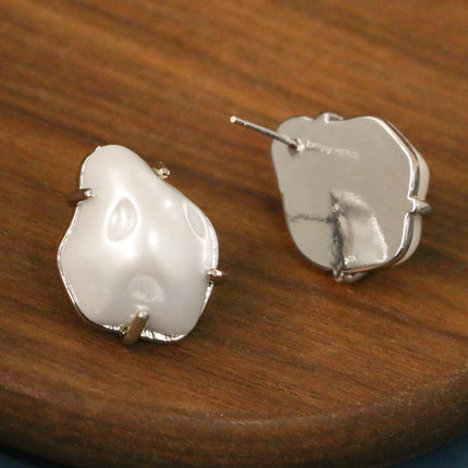 Qingdao jewelry Imitation Baroque style special-shaped pearl earrings s925 silver needle elegant personality retro earrings