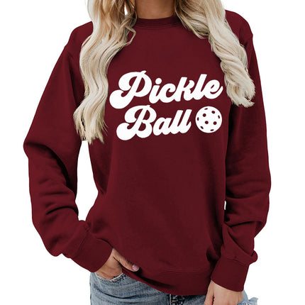 Pickle ball Printed Round Neck Women's Top Sweatshirt Foreign Trade Supply Autumn and Winter Coat Casual Loose European Size