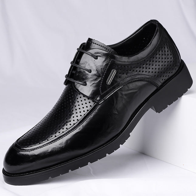 Summer men's leather sandals business casual men's hollow trend pointed leather shoes breathable non-slip men's shoes wholesale