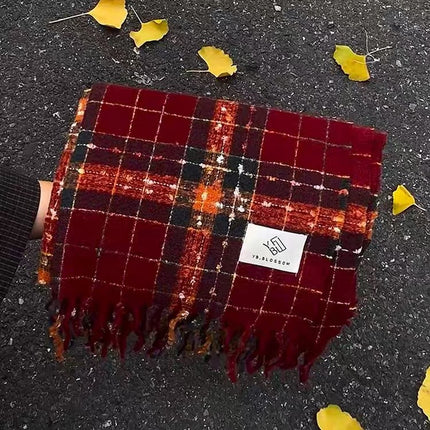 New Striped Scarf for Women, Autumn and Winter Thickened Warm Neck Scarf, Versatile Solid Color for Students, Manufacturer Cross-Border Fashion