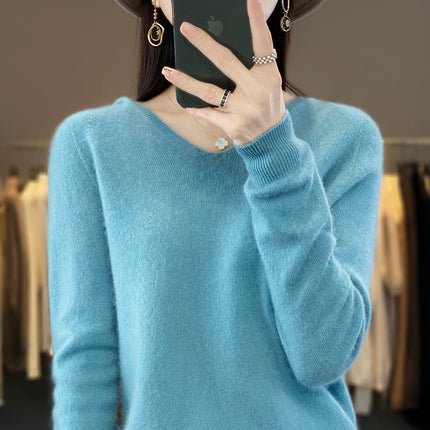 First-line Ready-to-wear Hooded Wool Sweater for Women in Autumn and Winter New Wool Hooded Sweatshirt Knitted Sweater Bottoming Shirt