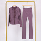 Iris purple hooded jacket flared pants suit / 10/XXL
