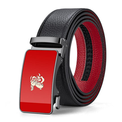 King's Paul 2025 New Arrival Belt Men's Red Year of the Snake Men's Belt Automatic Buckle Belt Gift