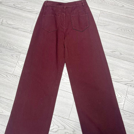 Ankola Red Wide Leg Jeans Women's Autumn High Waist Narrow Style Laid-back Style Straight Pants Tall Lengthened Mop Pants