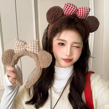 Korean Style Cute Plush Headband, Hairband, Face Wash and Mask, Special Cartoon Bow Makeup Popular Headband