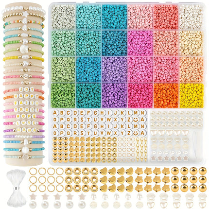 Cross-Border Popular 8000Pcs Glass Rice Beads Letter Bead Set 3mm Morandi Color Bead Set