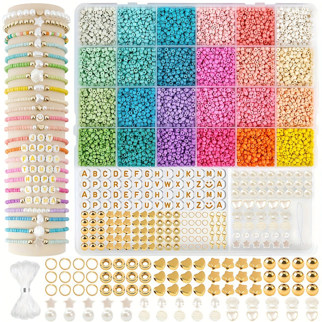 Cross-Border Popular 8000Pcs Glass Rice Beads Letter Bead Set 3mm Morandi Color Bead Set