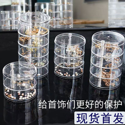 Desktop Storage Box Earrings Hairpin Jewelry Cosmetics Jewelry Multifunctional Sundries Transparent Rotating Storage Box