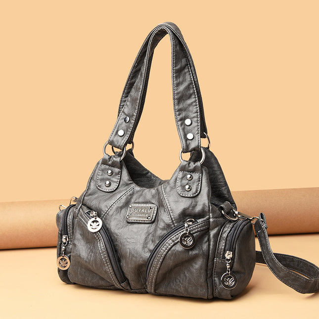 Cross-Border Retro Soft Leather Motorcycle Bag New European and American Trendy Diagonal Shoulder Bag Ready-Made Amazon Quality Women's Bags